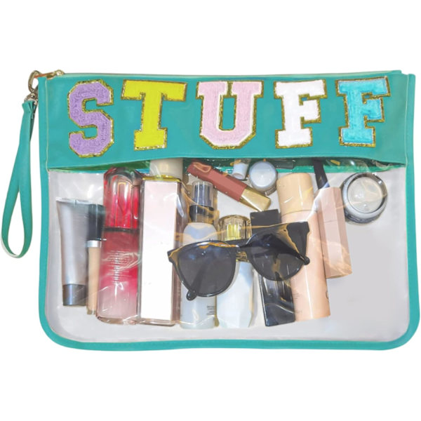 Chenille Bogstav Taske Klar Flad Ting Taske Makeup Pung Multi-Purpose Kosmetiske tasker med lynlås til kvinder rejser fitness strand kosmetiske tasker