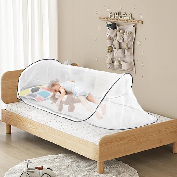 Mosquito Net Tent, Foldable Mosquito Net for Single Bed with Zipper, Pop-Up Mosquito Net Tent, No Installation Required, Portable black