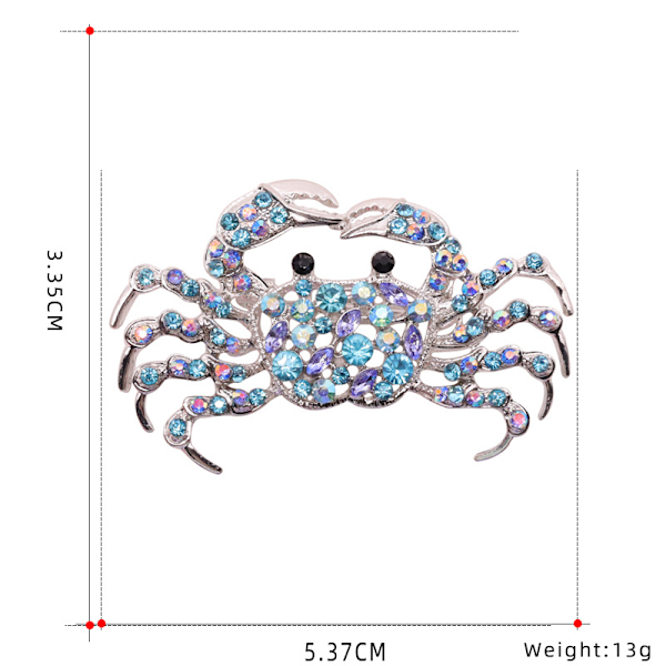 Rhinestone Vacker Krabba Brosch Emalj Brosch Pin Smycken