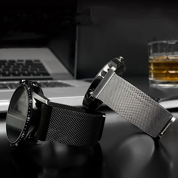 Milanese Loop för Samsung Galaxy Watch 4/5/pro/4 classic/Active 2/Gear S3 - 20mm/22mm armband för Huawei GT 3-2-2e-pro band 01 svart 20mm armband