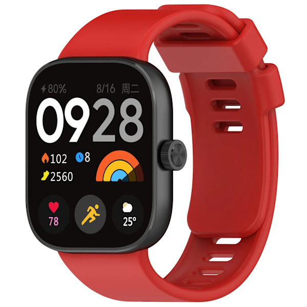 Silikonrem for Redmi Watch 4 Tilbehør Erstatning Smart Watch Band Armbånd Mykt Sportarmbånd Correa Mi Watch 4 Rem Rød For Redmi Watch 4