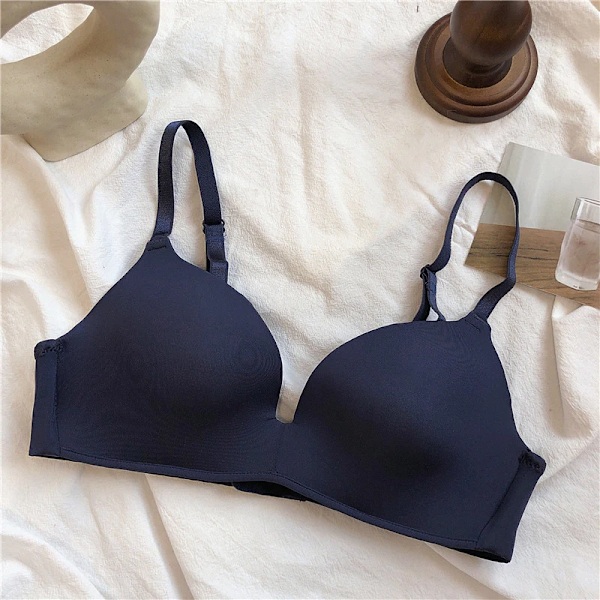 Ice Silk BH För Kvinnor Komfort Trådlös Samla Sexiga Underkläder För Kvinnor Push Up Enkel Underkläder Sömlös BH BH Bralettle Navy 36AB