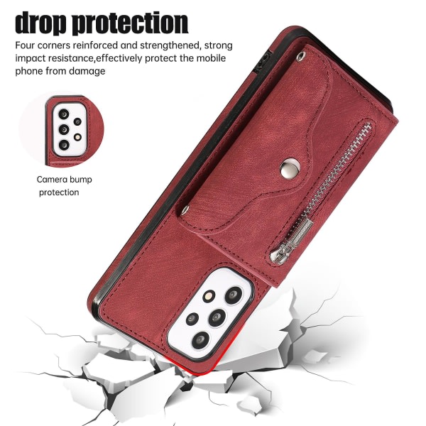 SQBB För Samsung Galaxy A53 5g Phone case Rfid Blockerande kortväska Kickstand Pu Läder+tpu- cover Röd