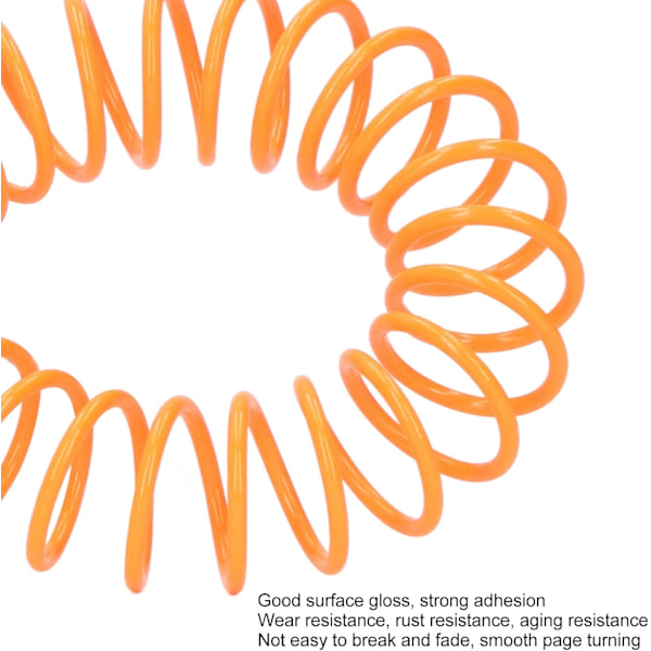 Spiralbundna spolar, 20 stycken, spiralbundna plastspolar, 19 mm, 3/4 tum innerdiameter, 30 hål, spiraler för A4 och A5 anteckningsböcker (orange) apelsin
