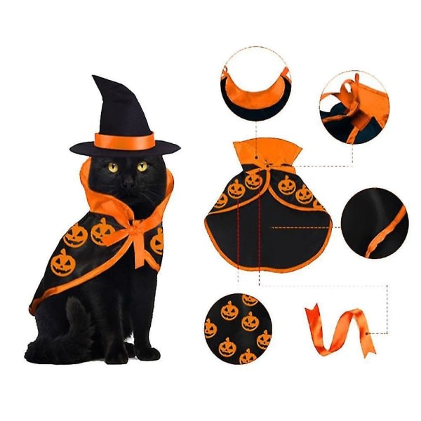 SQBB Husdjur Katter Kläder Cosplay Kostym Klänning Halloween Pet Cape Hat Set Katt Hund Kostym Dress Up Photo Pro