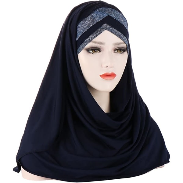 Kvinnor Flickor Glitter Paljett Hijab Muslim Head Scarf One SQBB