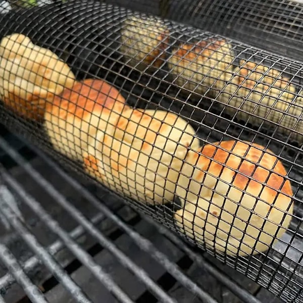 Grillkurv, utendørs grillbur i rustfritt stål mesh