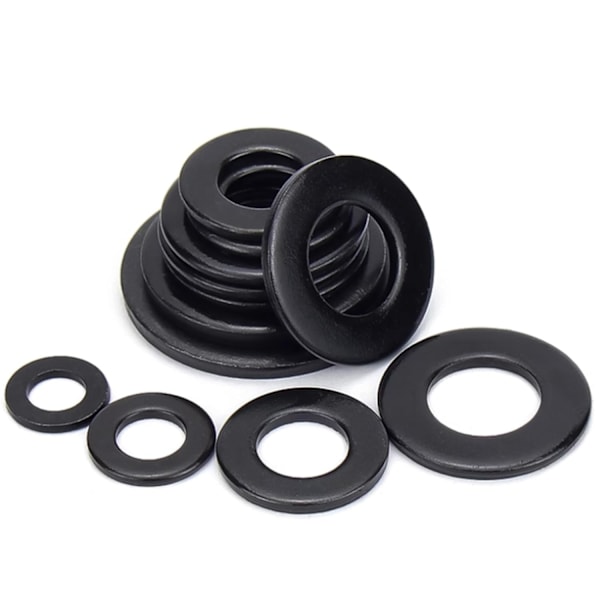 M6 x 12 mm ulkoØ mustat tasopalat - 100 kpl 18-8 (304) ruostumatonta terästä Black M6/304