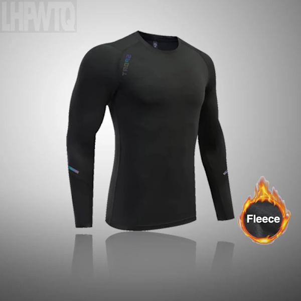 Sportsundertøj til mænd Fleece Thermal Compression Strømpebukser Ski Base Layer Træningsoverall Børn Vinter Thermal Underwear Running Set J kun skjorte L