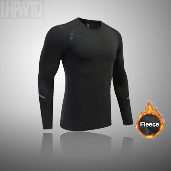 Sportunderkläder för män Fleece Thermal Compression Strumpbyxor Ski Bas Layer Träningsoverall Barn Vinter Thermal Underwear Running Set J only shirt L