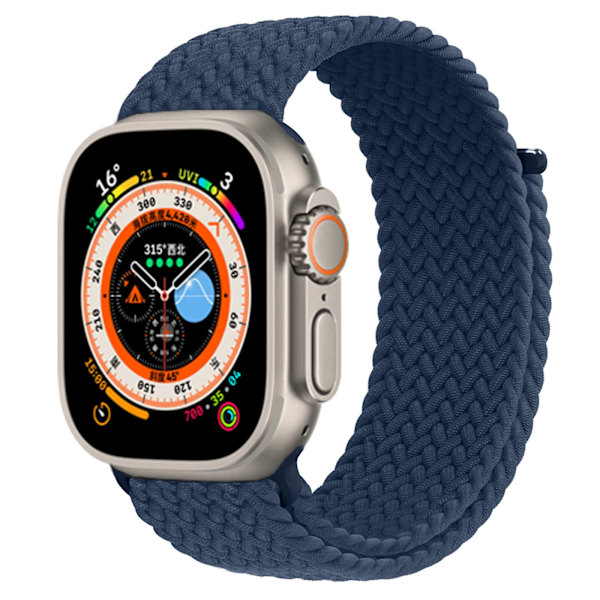 Flettet Solo Loop til Apple Watch-rem 40mm 44mm 49mm 45mm 41mm 38mm 42mm Elastisk rem iWatch serie 9 8 7 se Ultra 2 Strop Abyss blå L-størrelse