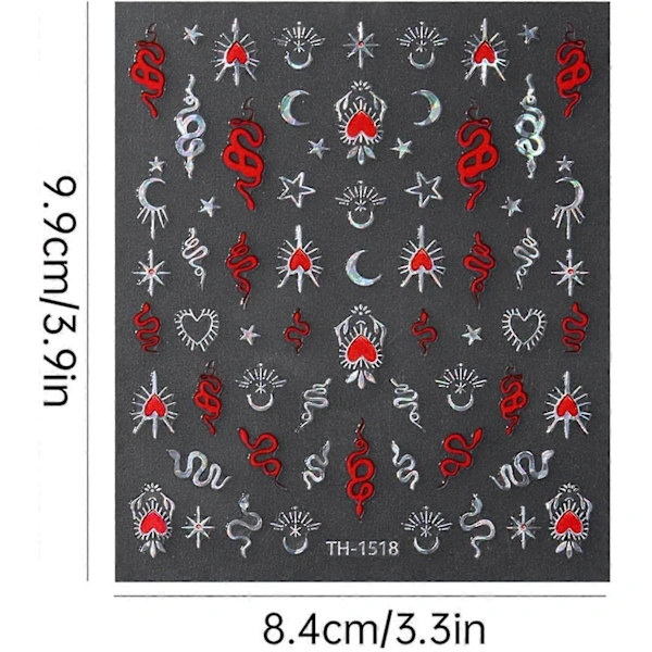 Orm Nagelsticker - 3D Kärlek Orm Laser—max