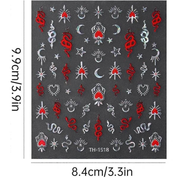 Orm Nagelsticker - 3D Kjærlighet Orm Laser—max