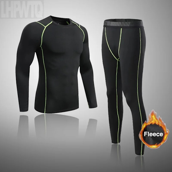 Sportunderkläder för män Fleece Thermal Compression Strumpbyxor Ski Bas Layer Träningsoverall Barn Vinter Thermal Underwear Running Set E set S