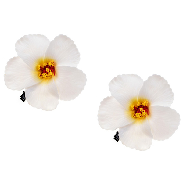 2 stk. Hawaiiske Plumeria Hårklipp for Strandfest (Hvit) White