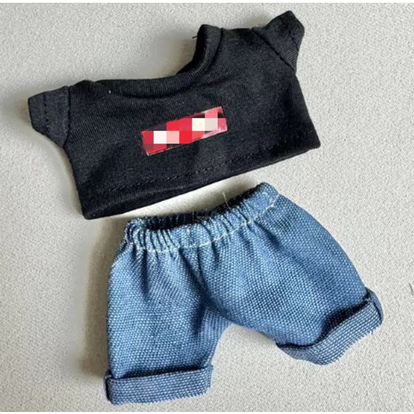 /NC/Labubu Kläder Lyx 17cm Designer Märkes Docktillbehör Kostym Dockkläder Black+jeans