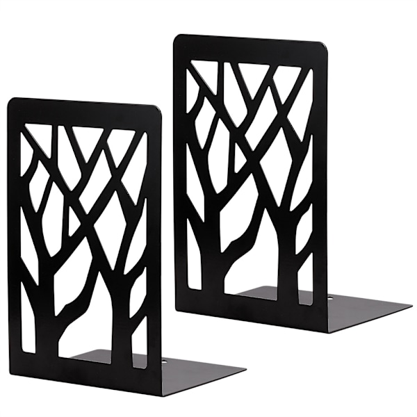 Sæt med 2 sorte (træ) metal bogstøtter Press Wedge Book Block Desi
