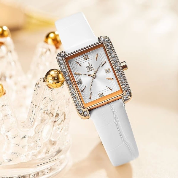 CQBB Watch för kvinnor med kristalldekorerad ram Klassisk tankform fyrkantig watch med klar