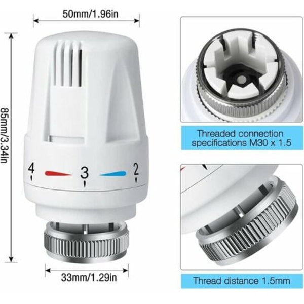 PCS Termostathoved til køler, TRV M30 x 1,5 Termostathoved til køler, Termostatventil til køler, Radiatorventil