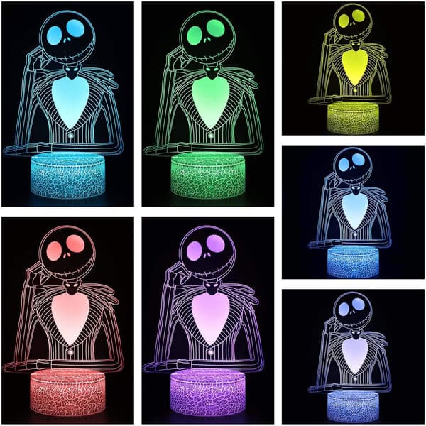 Halloween Town Gresskar Konge Jack Skellington 3D Illusjon Lampe