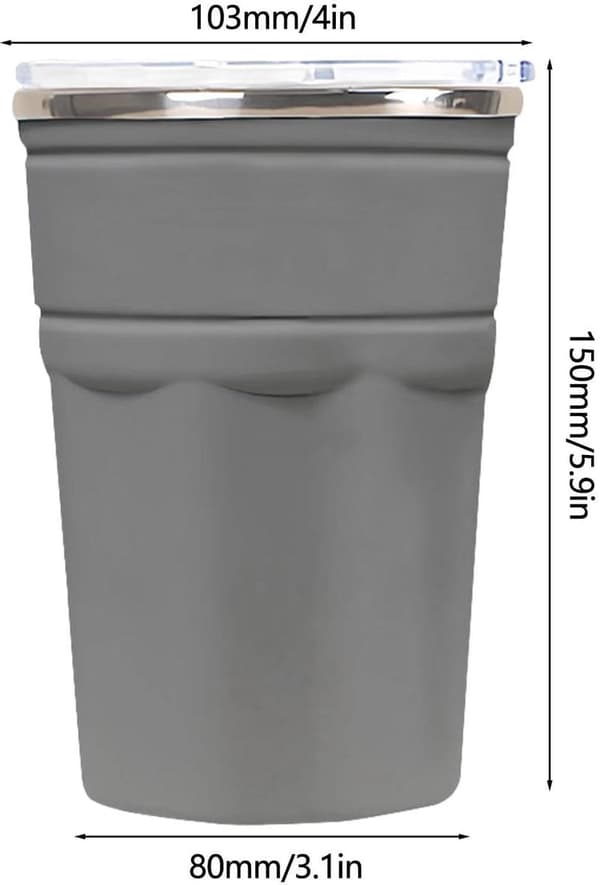 Dricksflaskor - Drickskoppar - Kylmugg med lock - Halkfri - Kylmugg för varmare och kalla drycker - Grå - 550 ml