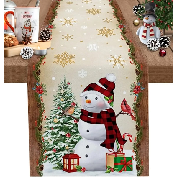 Julgran Snögubbe Lin Bord Löpare Kök Matbord Inredning Gård Navidad Xmas Vinterbord Inredning a 200x33cm78x13inch