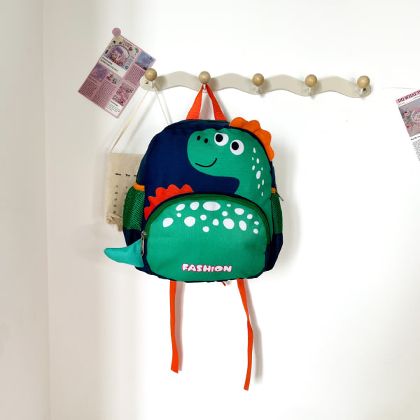 CQBB Miniryggsäck - Barnväskor för Perschool - Skolväskor med bröstrem - 3D Cartoon Dinosaur Kindergarten Schoolbag (12M+)-blå