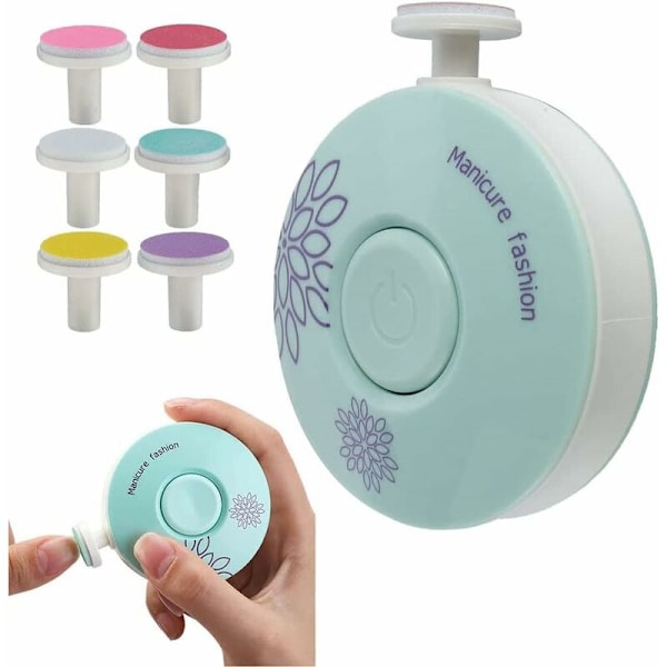 Mintgrön [6 slipningshuvuden] Engelsk version Elektrisk nagelkonst utrustning Barn Baby Säkerhet Nagelklippare Nagelkonst Lämplig