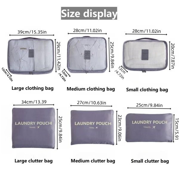 Grå 6 insatser för resväskor grå en one size