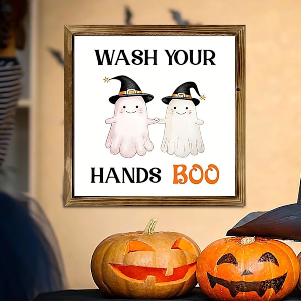 Haamu Halloween-seinäkoriste, Vintage-puinen haamukehys kotiin, Pelottava seinätaide