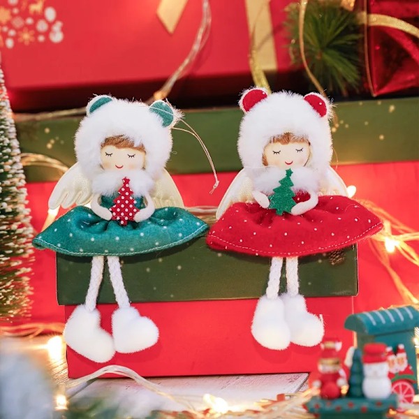 Söta Flicka Ängel Julhängande Dekorationer Julgran Hängande Prydnader Juldekorationer För Hem Juldockor Barnpresent Navidad Gåva Q23-012 Champagne