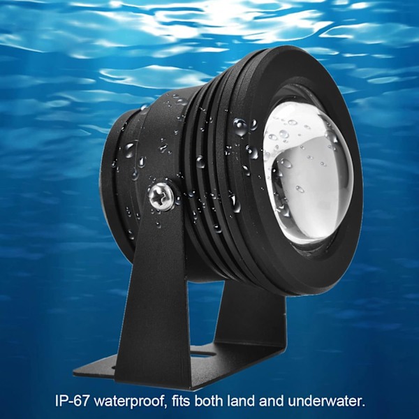 Akvarie LED-lys, 12V 10W RGB Vandtæt Akvarie LED Spotlight Lampe til Akvarium Pool Have Under Vand (sort skal) svart skal