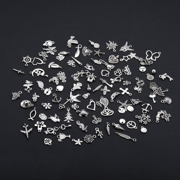 100 stk Sølv Charms Anheng for DIY smykketilbehør Sølv - Perfet-max