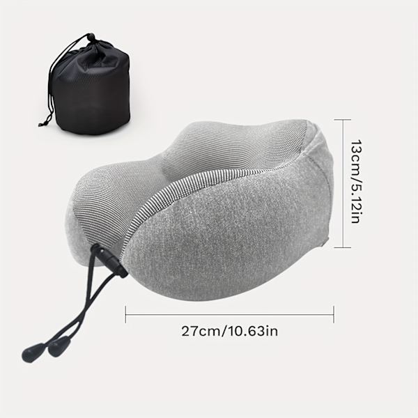 Nackkuddar med huva för resor, nackkudde med memory foam med 360° huvudstöd Bekväm för flygplan, bil, kontor Hem Sovvila Resekudde Grå