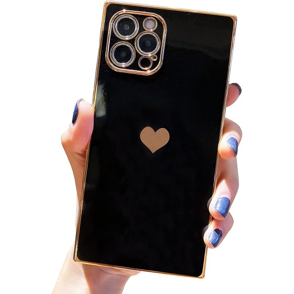 SQBB Kompatibel med Iphone 13 Pro Max- case Square, Cute Luxury Full Camera Lins Protection & Förstärkta hörn Stötsäker Electroplate Edge Bum