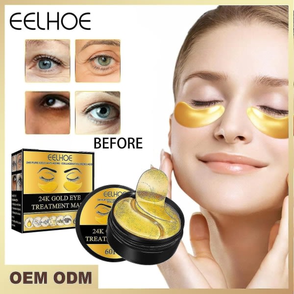 CQBB Eelhoe 24k guld ögonmask Ögonlapp Återfuktar och ljusar upp, stramar upp och ljusar upp utseendet på D