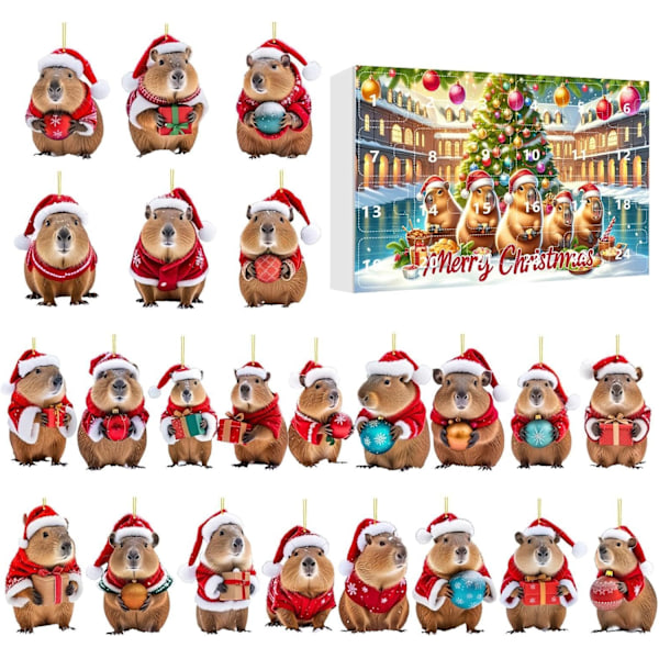 Capybara Julekalender, Akryl Julepynt til Jul 2024 Style two