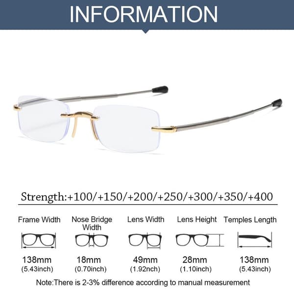 Sammenleggbare lesebriller GULL STYRKE 100 Gull-Perfet Gold Strength 100-max Gold Strength 100
