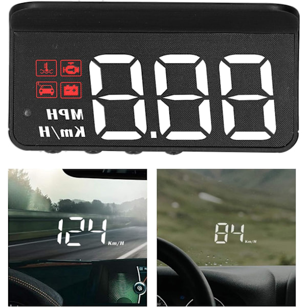 Bil OBD2 HUD Head Up Display Vindruta Projektor Flerfunktionsmätare Larm Trötthet Körpåminnelse