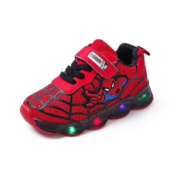 Barns Casual LED Spider-Man Lysende Skoer rød red 28