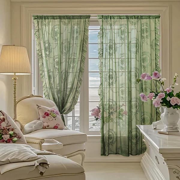 Beige Lace Curtains 2 pcs White White 140*100cm
