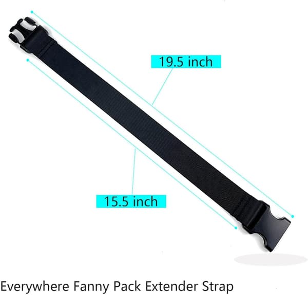 Fanny Pack Bælteforlænger Justerbar Elastisk Rem til Crossbody Tasker, 2 Pak (Sort) Everywhere Extender Belt -1.5inch