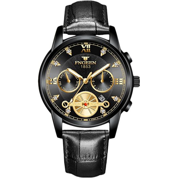 Herrar Analog Kvarts Armbandsur Vintage Elegant Armbandsur Datumskalender Luminous Watch Svart C Black C