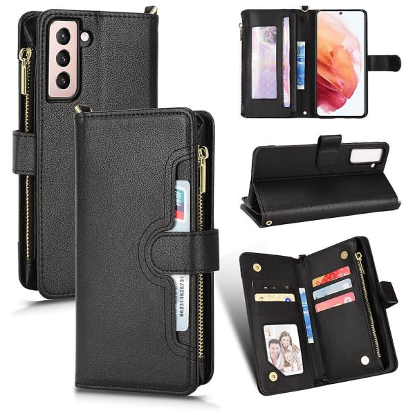 CQBB Kompatibel med Samsung Galaxy S21 5g Case Cover Magnetisk plånbok Premium läderkorthållare Skyddsfodral med case