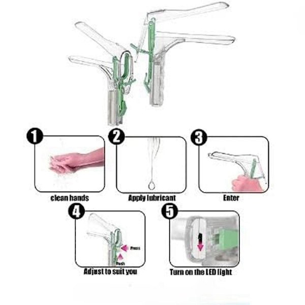 Db 1st Justerbar Belyst Spegel Klar Clip Professionell Speculum Återanvändbar Transparent Transparent