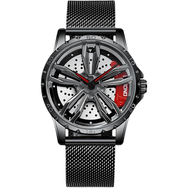 Design Med Bilnav För Män Analog Kvartsur 3ATM Vattentätt Armbandsur Mode Coolt Ur För Män Svart Röd B L Armband