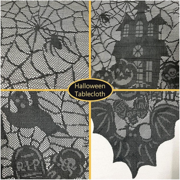 2-pack Halloween Spider Web bordsduk - 54x108 tum, spetsdekor