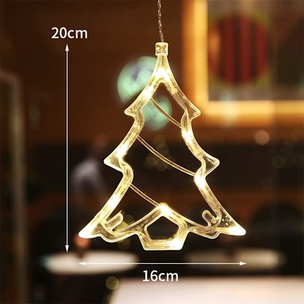 Julstjärne Fönsterlampor, 3-pack LED Hängande Julbelysning med Sugkoppar Christmas tree