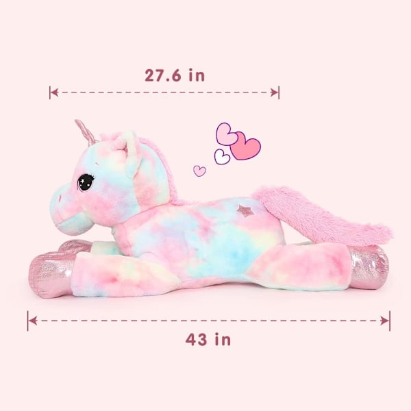 MorisMos jättiläismäinen yksisarvinen pehmolelu 32`` Söpö pehmeä yksisarvinen plyysilelu vaaleanpunainen 43\" sateenkaarenpunainen 23,5\" rainbow-pink 23.5"