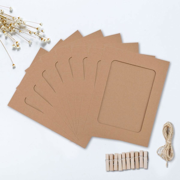Fotoramme 4x6 tommer Kraftpapir Bilderammer 30 stk DIY Kartong